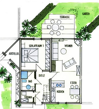 Grundriss Ergeschoss Ferienhaus Holland